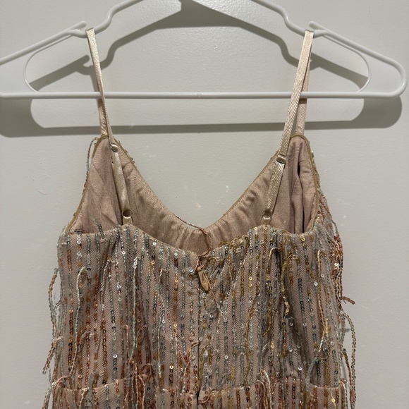 NWT Lulus Sashi Gold Sequin Fringe Maxi Dress - Picture 9 of 11